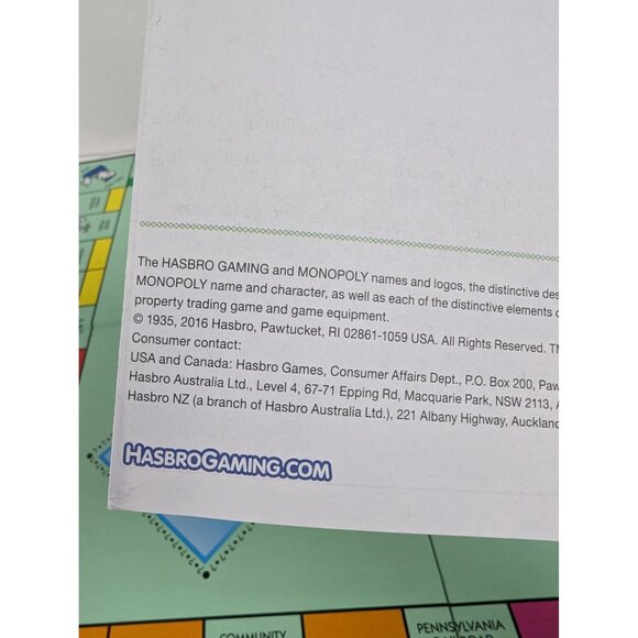 Vintage 2016 Monopoly Edition Game Replacement Board Instructions - Picture 9 of 9